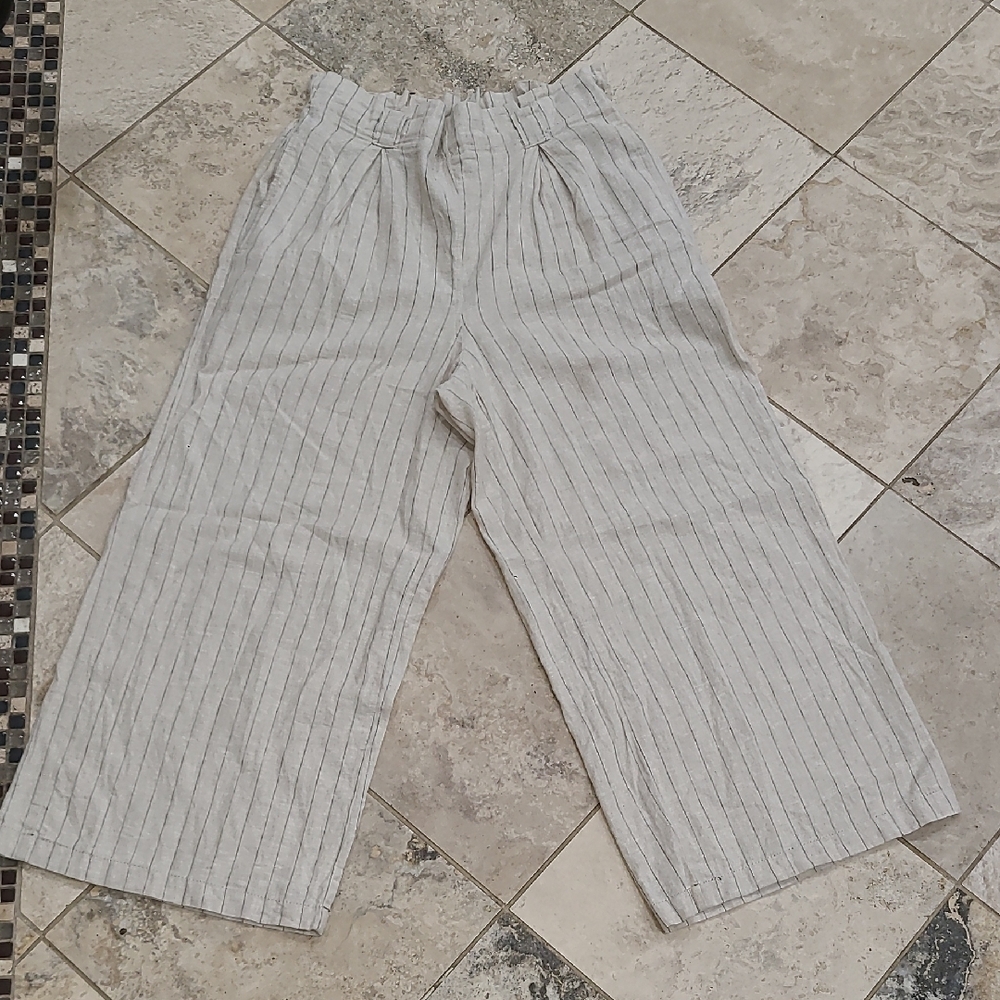 Max Studio Beige Striped Trousers